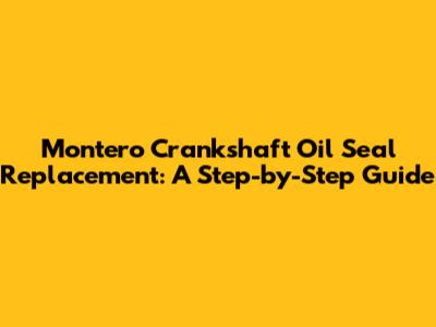 Montero Crankshaft Oil Seal Replacement: A Step-by-Step Guide