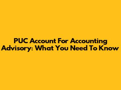 PUC Account For Accounting Advisory: What You Need To Know